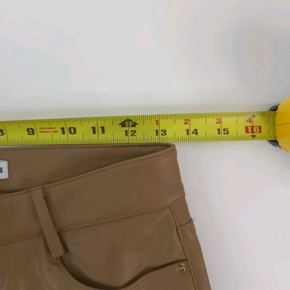 Zara Pants Womens 4 (27x25.5) Vegan Brown Faux Leather Flare Mid Rise‎